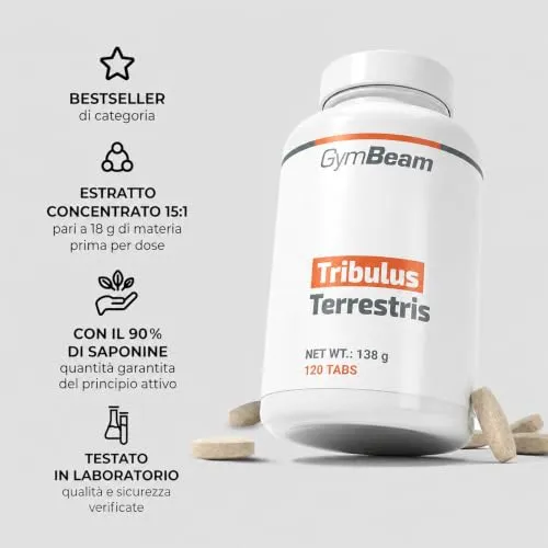 GymBeam Tribulus Terrestris compresse 120 cpr 1200 mg 90% saponine
