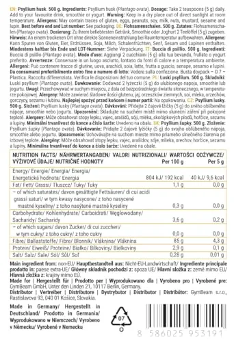 GymBeam Semi di Psillio Fibre Prebiotico senza glutine