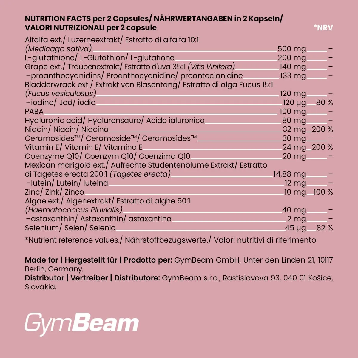 GymBeam Glowy Skin capsule 90 cps pelle luminosa