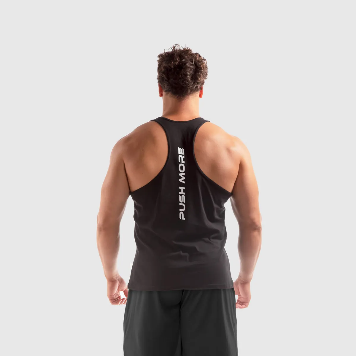 Push More Back canotta palestra uomo nera traspirante