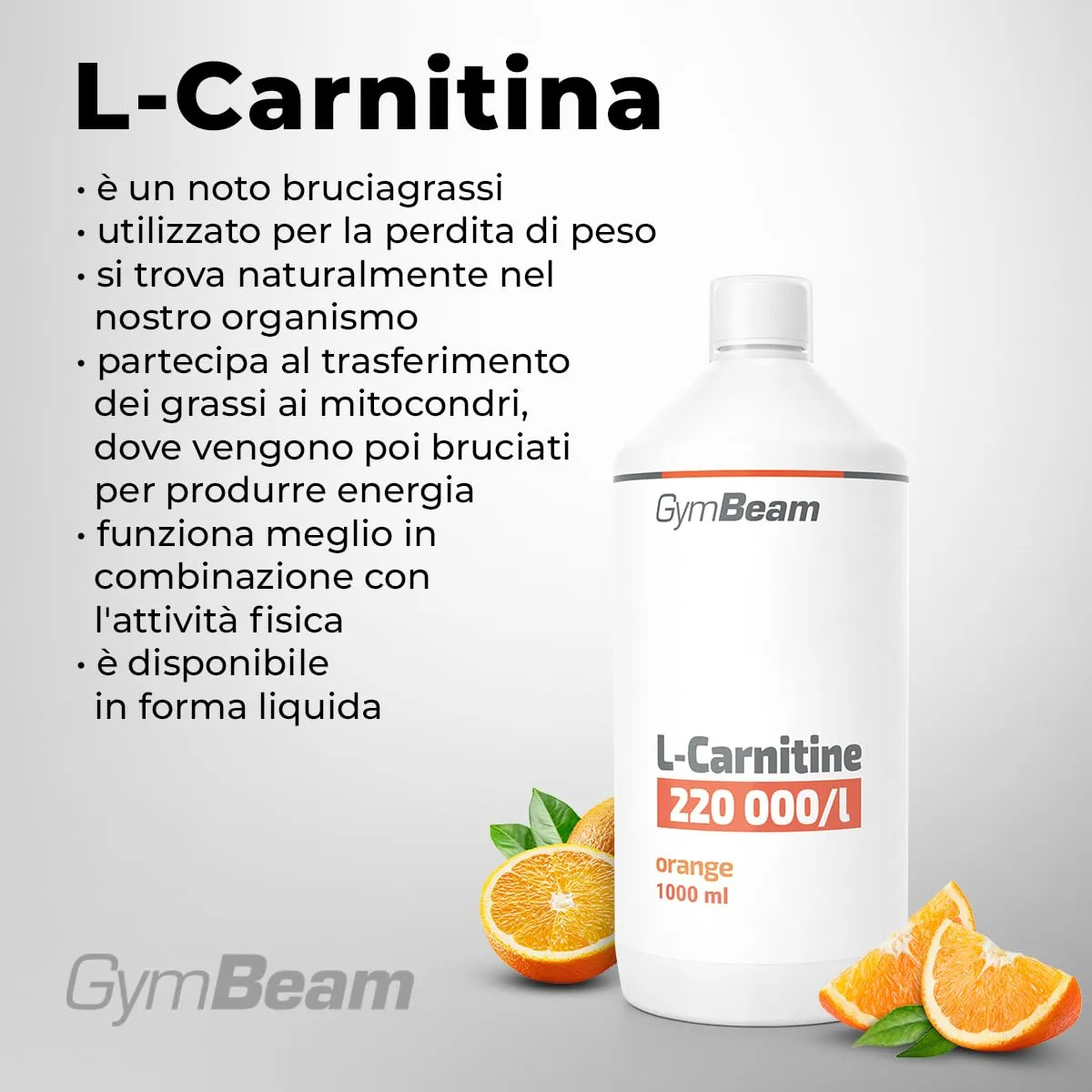GymBeam L-Carnitina Liquida 1000 ml gusto Arancia