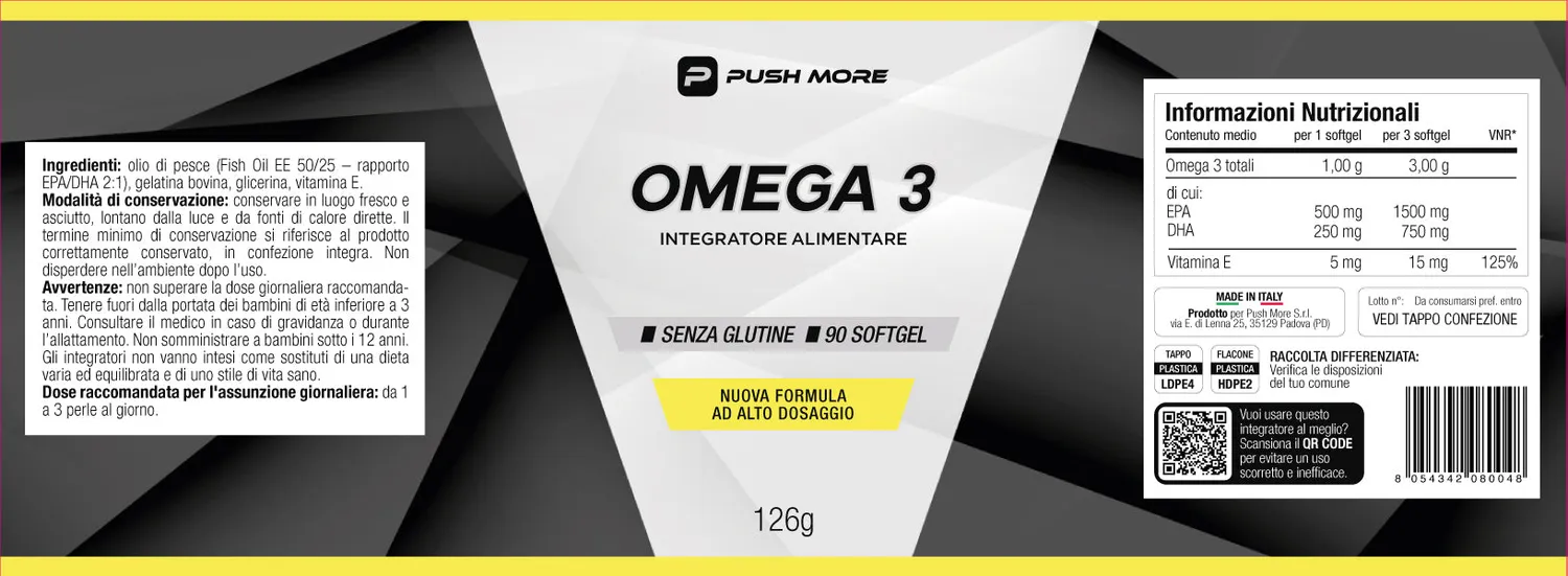 Push More Omega3 Capsule 90 Softgel EPA DHA Titolo 75%
