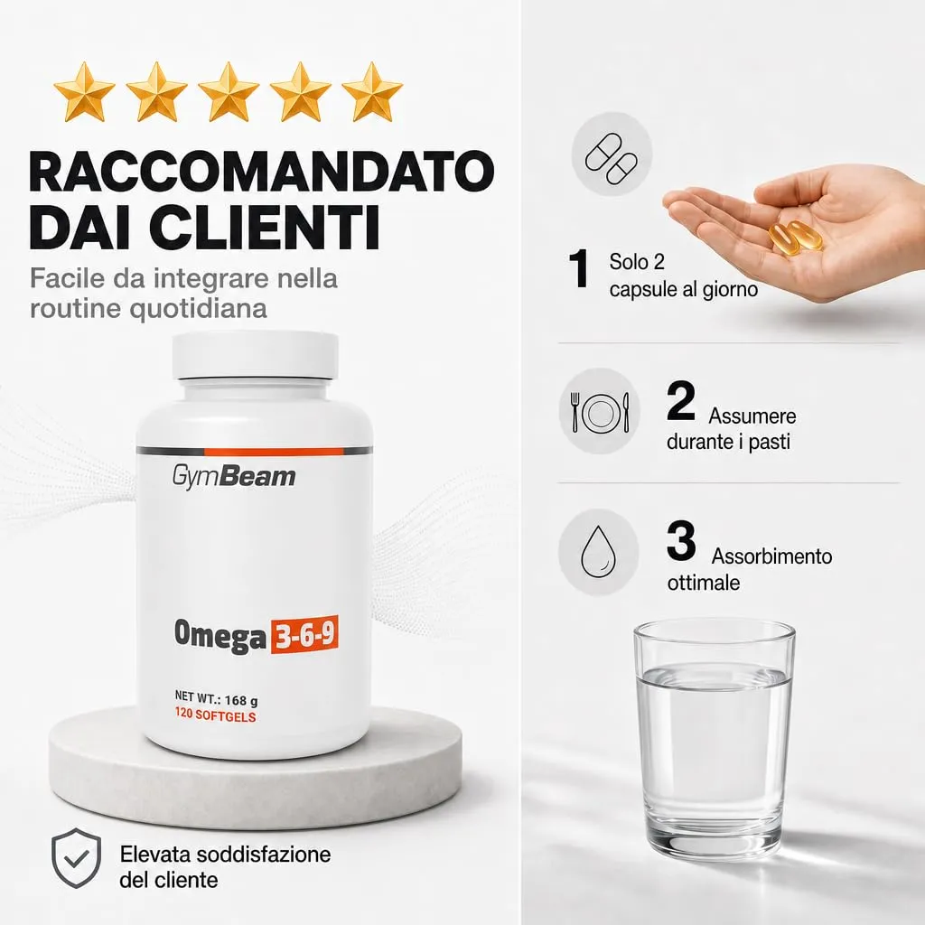 GymBeam Omega 3-6-9 capsule 120 cps pesce lino