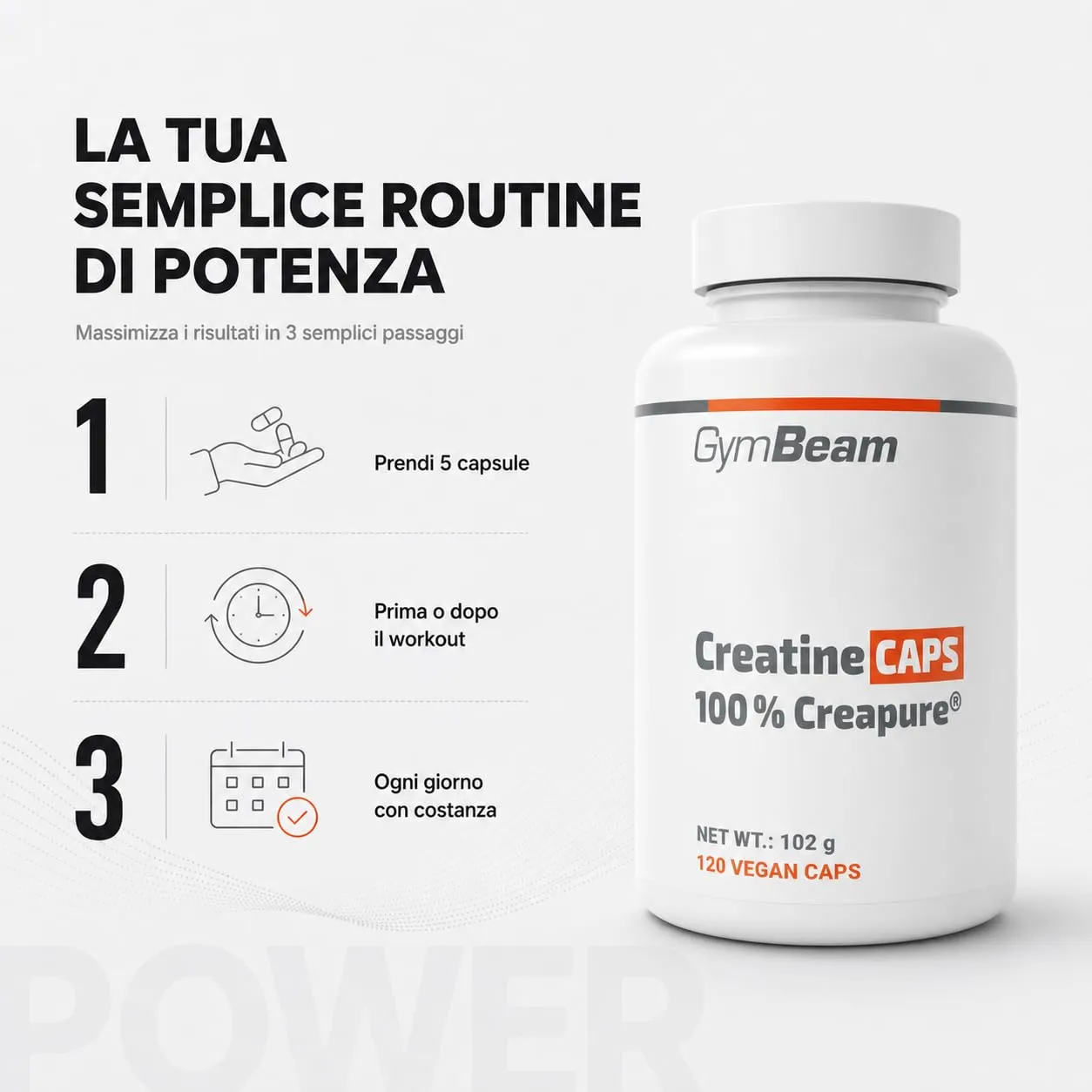GymBeam Creatina Creapure Monoidrato Capsule Forza