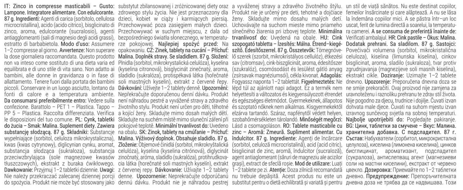 GymBeam Zinco Bisglicinato Masticabile Gusto Frutta