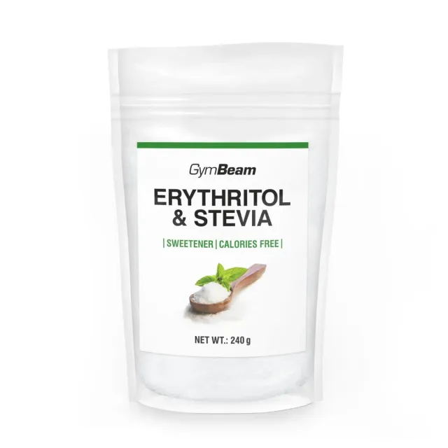 GymBeam Eritritolo e Stevia dolcificante 240g zero calorie denti