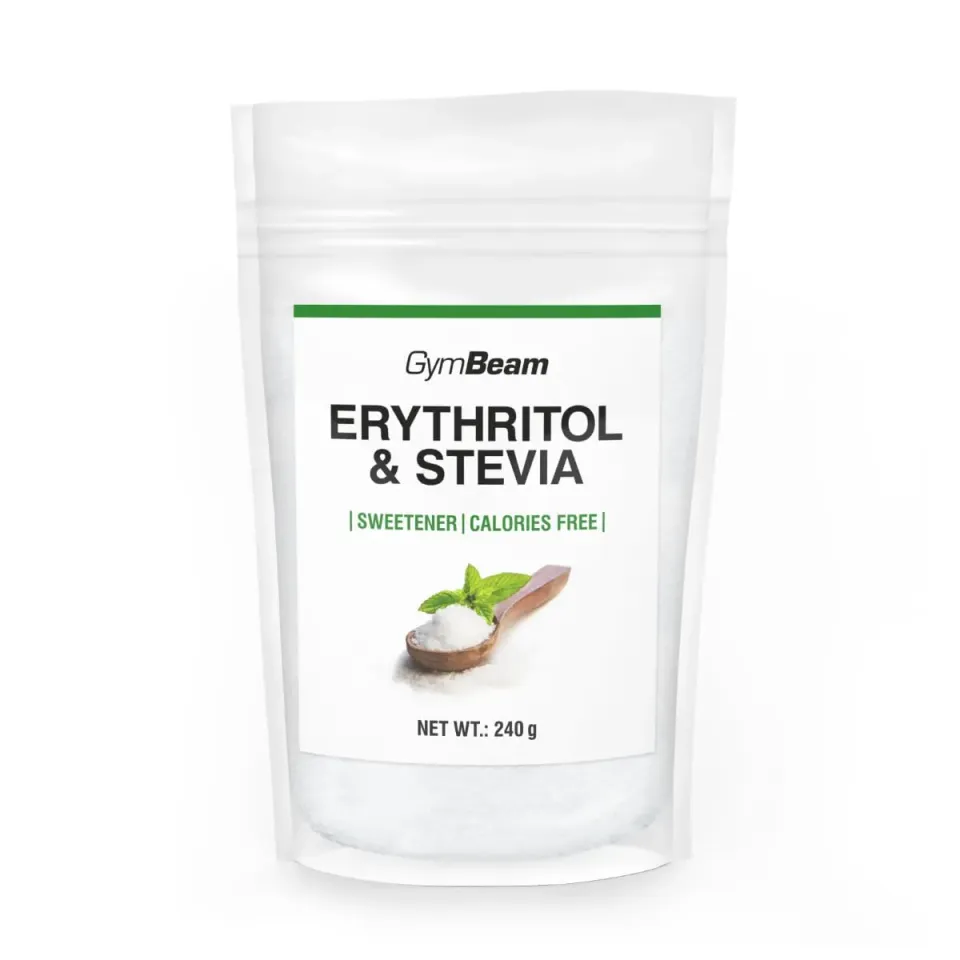 GymBeam Eritritolo e Stevia dolcificante 240g zero calorie denti