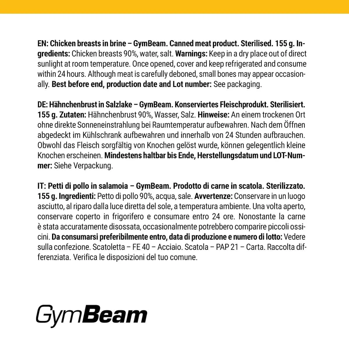 GymBeam Petto di Pollo pronto 12x155 g alto proteico