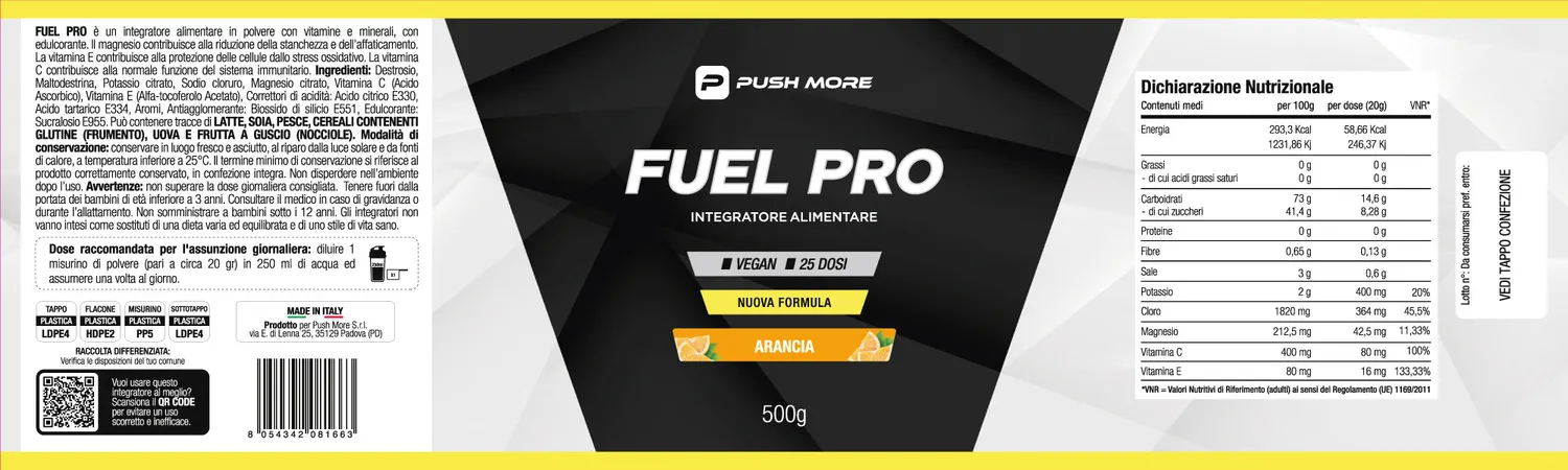 Push More Fuel Pro integratore 500g gusto Arancia