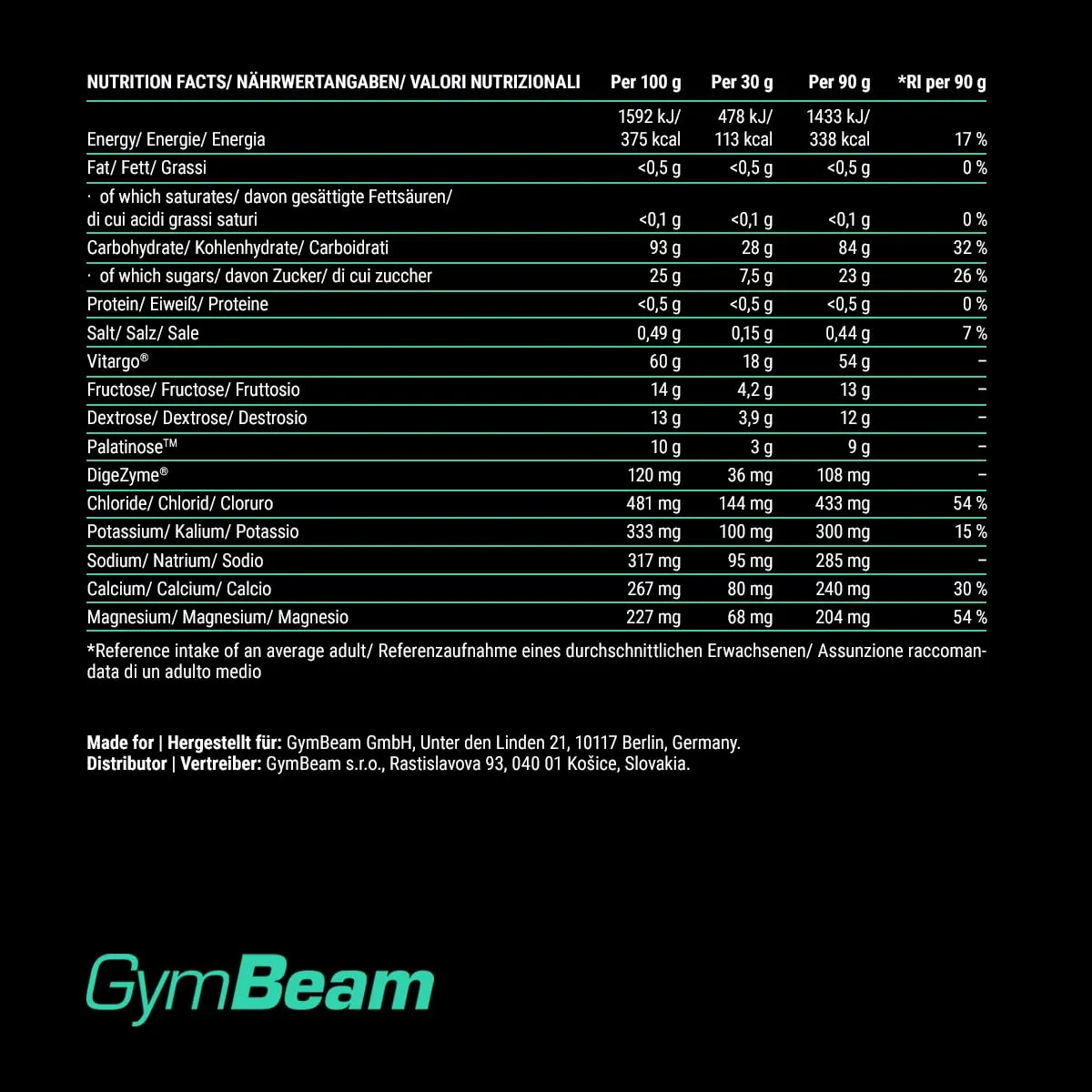 GymBeam FueCarb carbo mix 1000 g gusto Tropicale