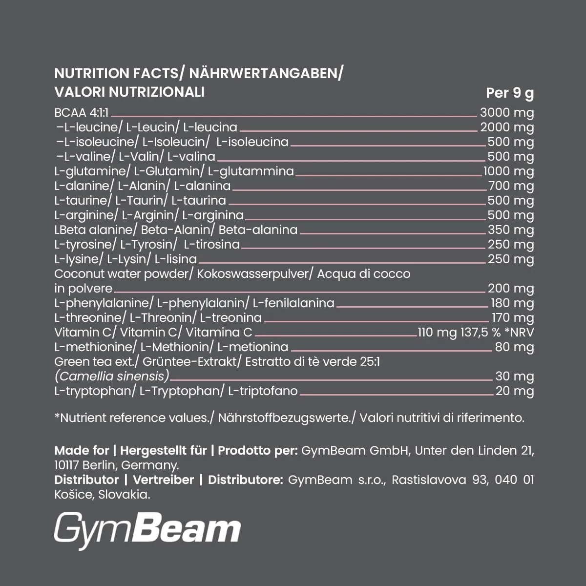 GymBeam Amino Beast Aminoacidi Mela Verde 270 g 14 Mix