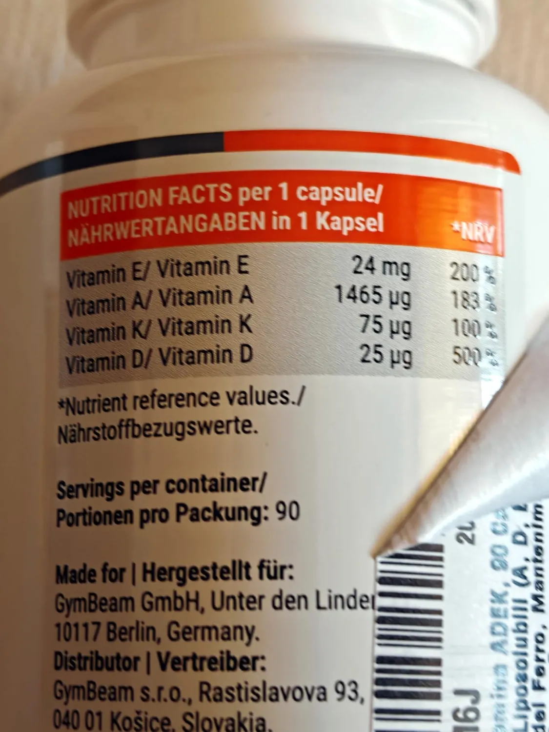 GymBeam Vitamina ADEK Integratore 90 Capsule per Ossa