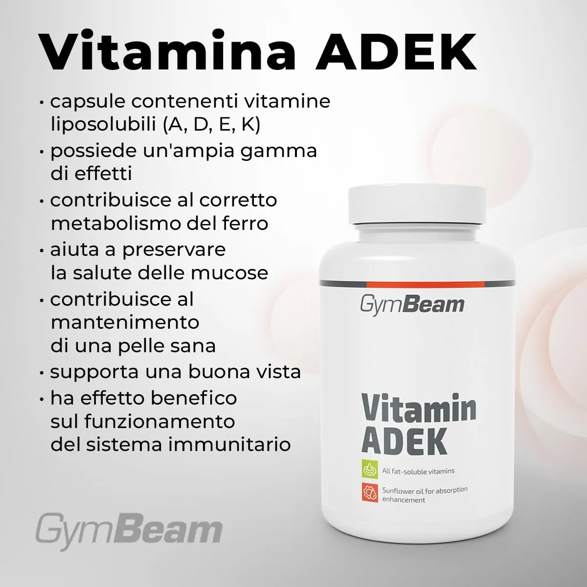 GymBeam Vitamina ADEK Integratore 90 Capsule per Ossa