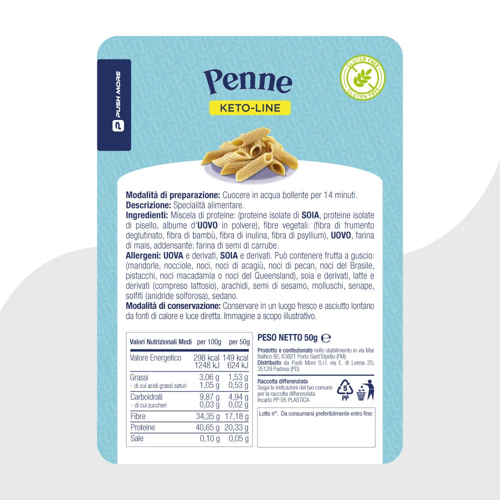 Push More FDO Penne 40% Proteiche pasta proteica 50g senza glutine