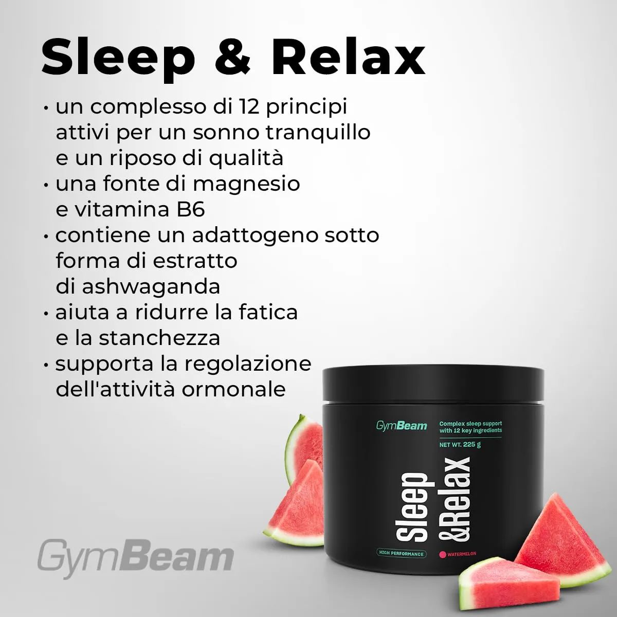GymBeam Sleep & Relax Polvere 225 g Cocomero Magnesio