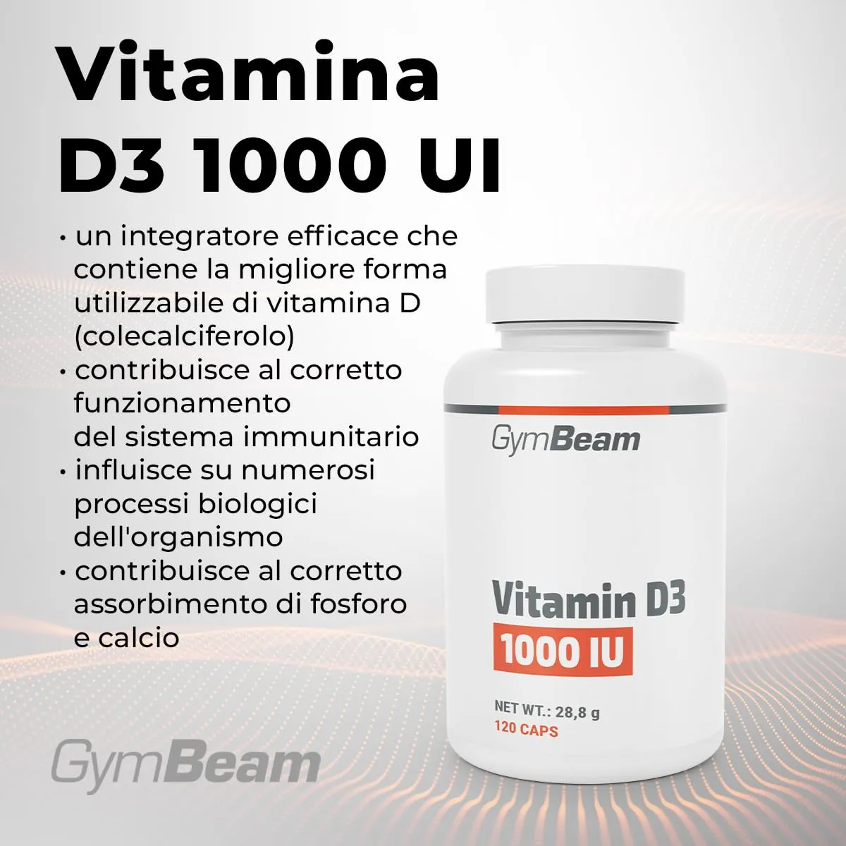GymBeam Vitamina D3 1000 UI integratore 365 cps immunità