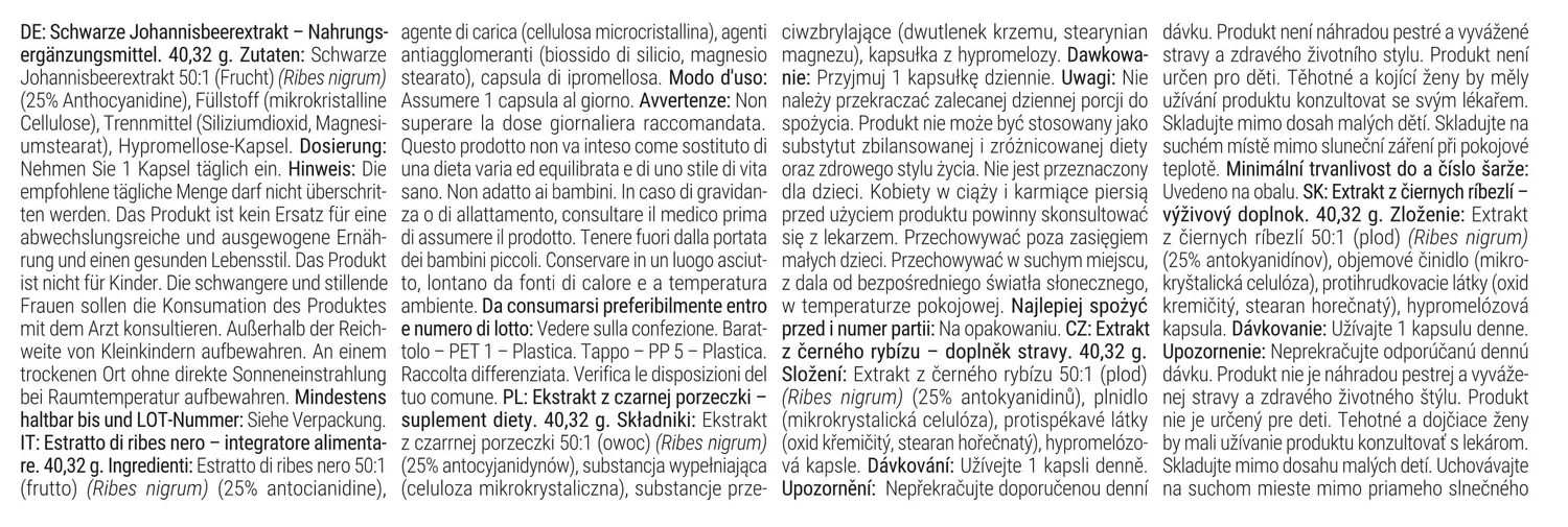 GymBeam Ribes Nero Integratore Circolazione 25% Antocianidine
