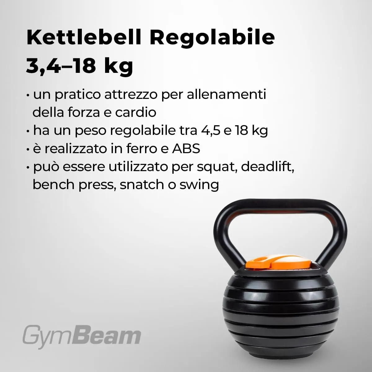 GymBeam Kettlebell Regolabile 4,5-18 kg cardio