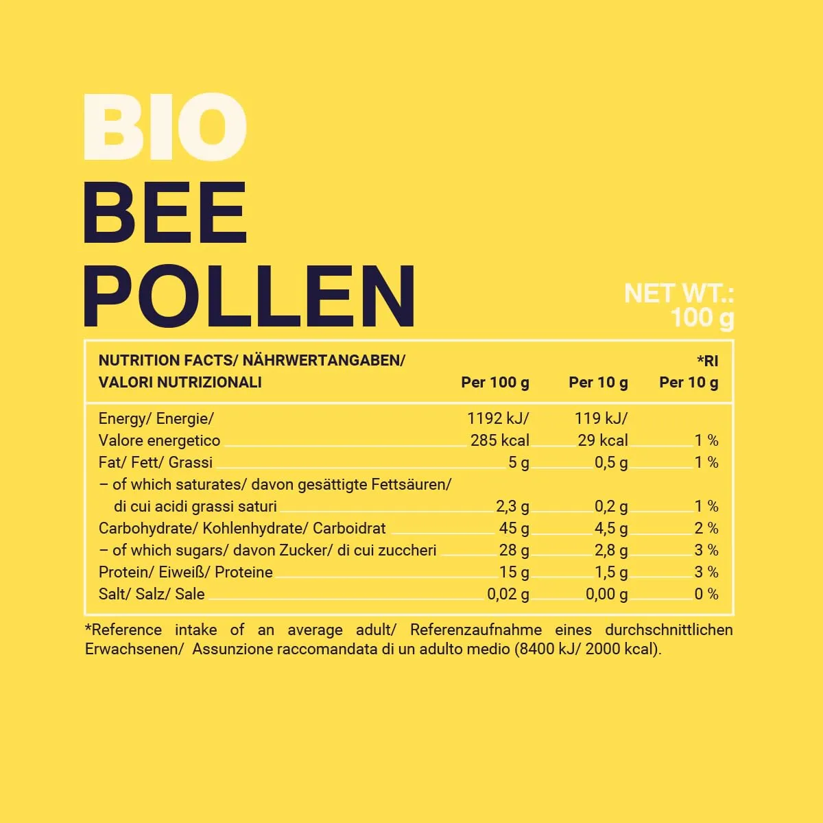 GymBeam Polline d'Api BIO granuli 100 g superfood proteico