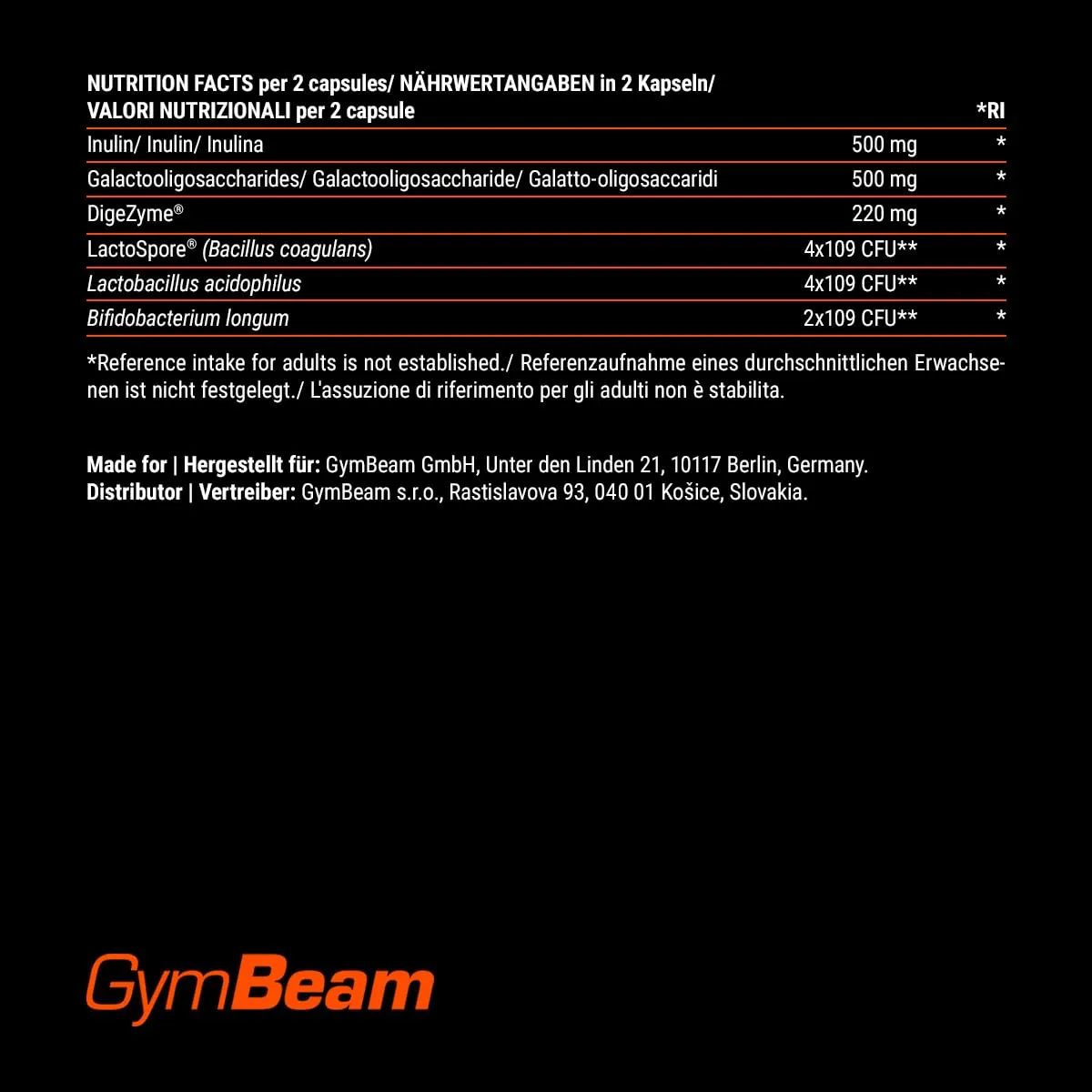 GymBeam Probio Complex Probiotici 10 Miliardi CFU 2 Capsule al Di