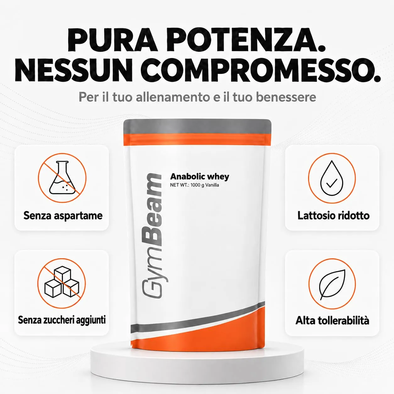 GymBeam Anabolic Whey proteine vaniglia 2500 g con creatina