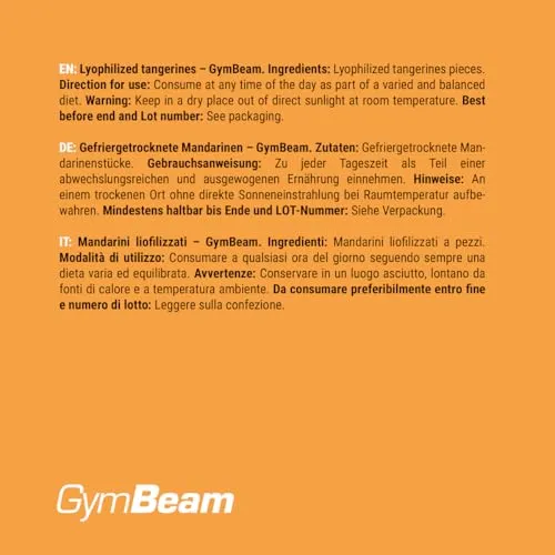 GymBeam Mandarini liofilizzati 100 g senza zuccheri