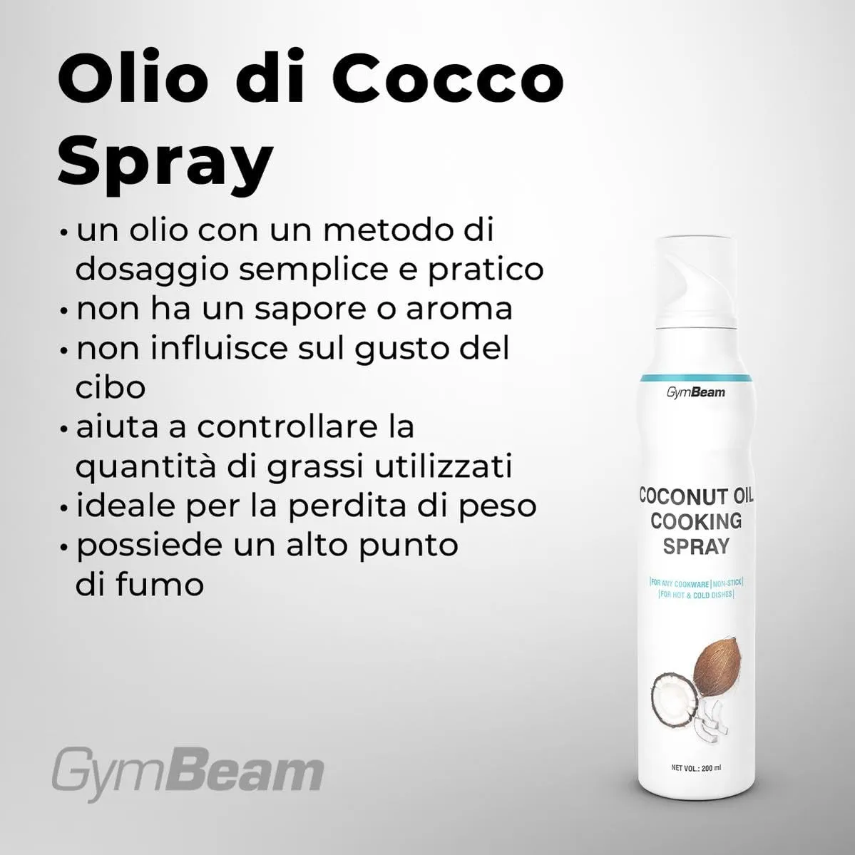 GymBeam Olio di Cocco Spray 200 ml Leggero