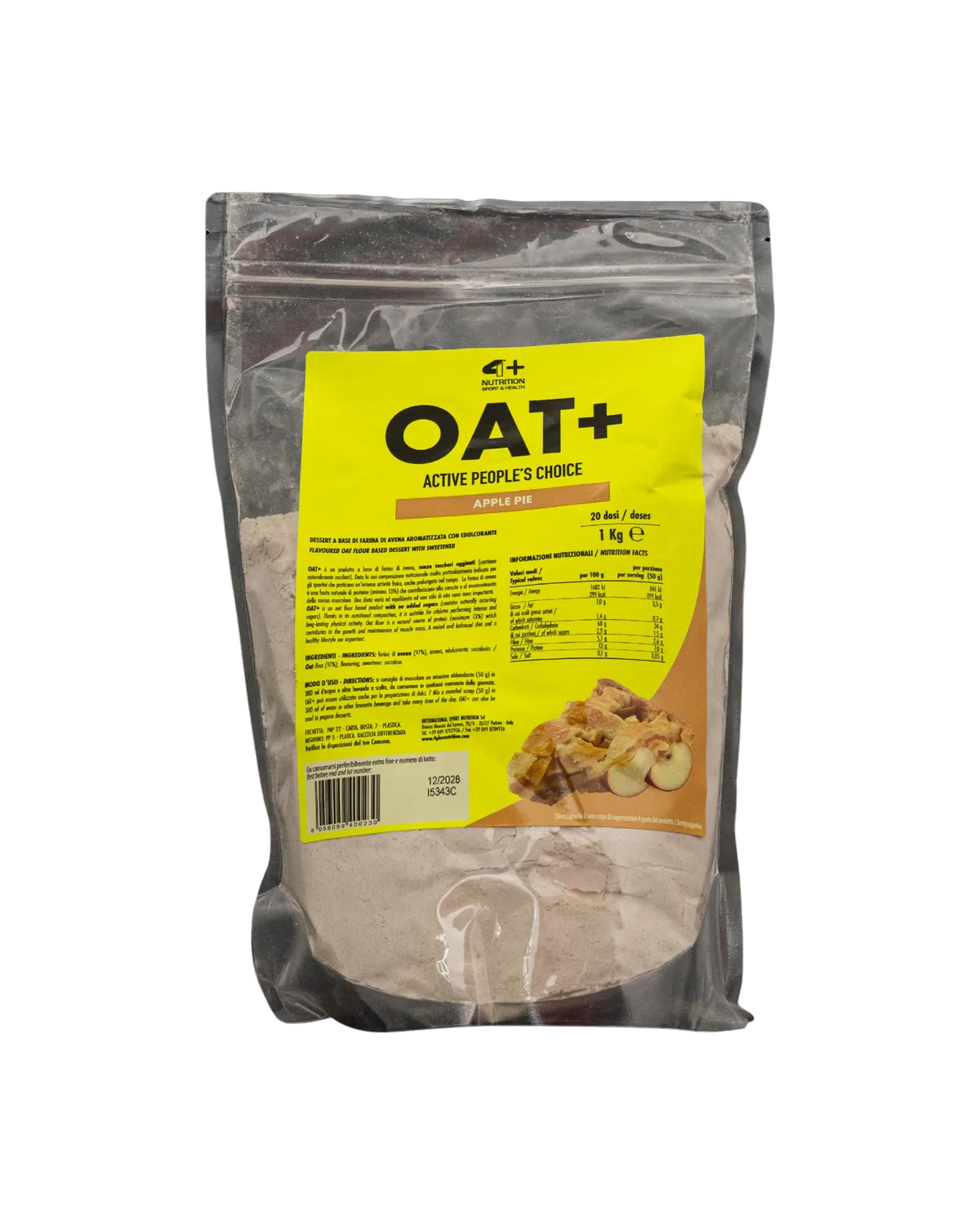 4 Plus Nutrition OAT+ Farina Avena 1 kg Apple Pie Ricca Fibre