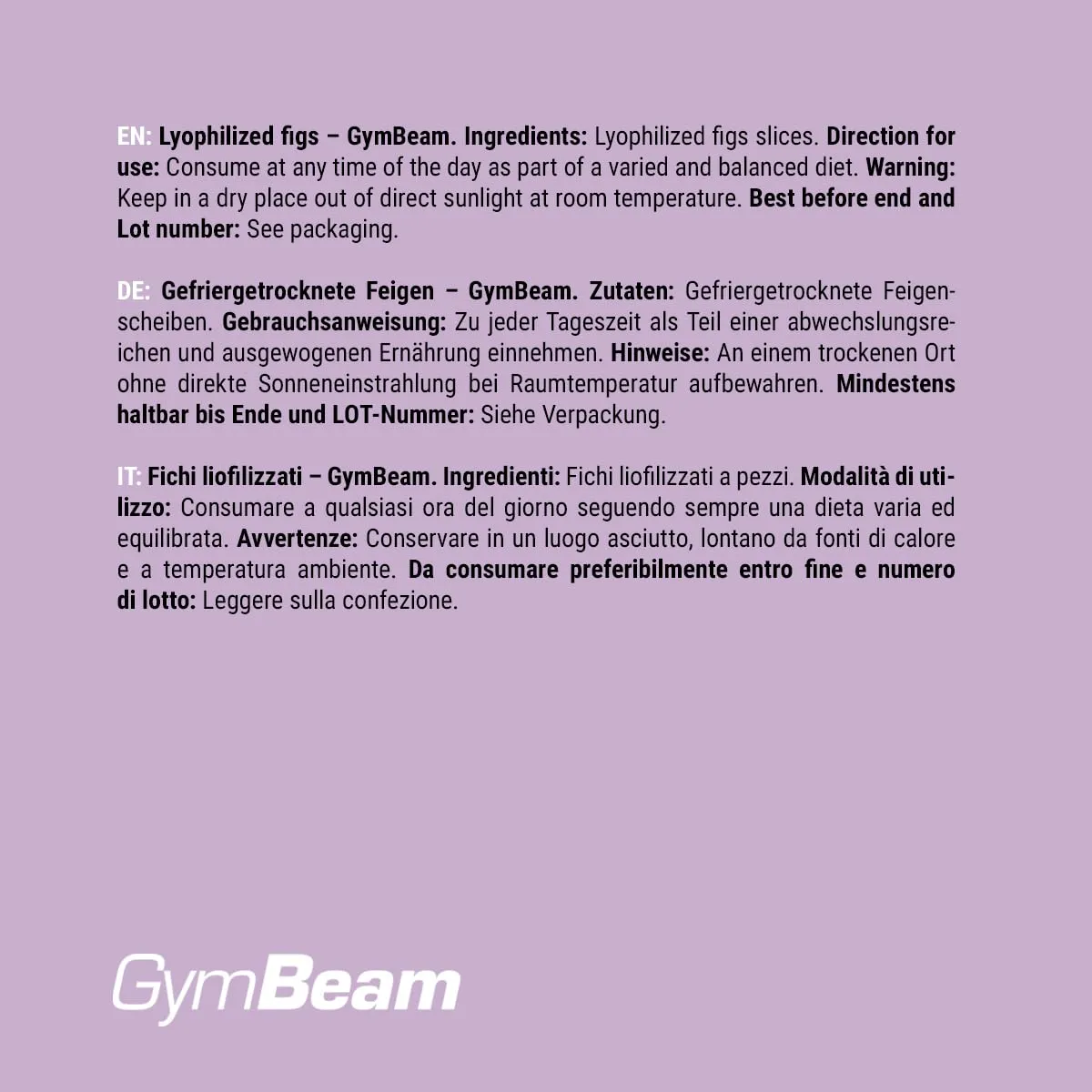 GymBeam Fichi Liofilizzati 100 g senza zuccheri aggiunti
