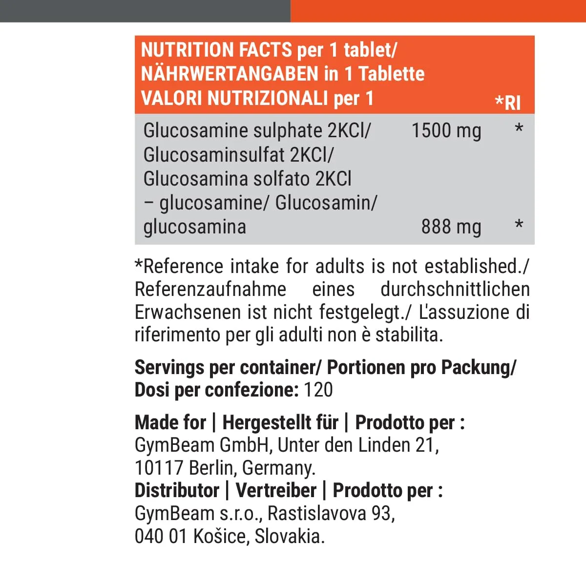 GymBeam Glucosamina Solfato capsule 120 cpr articolazioni