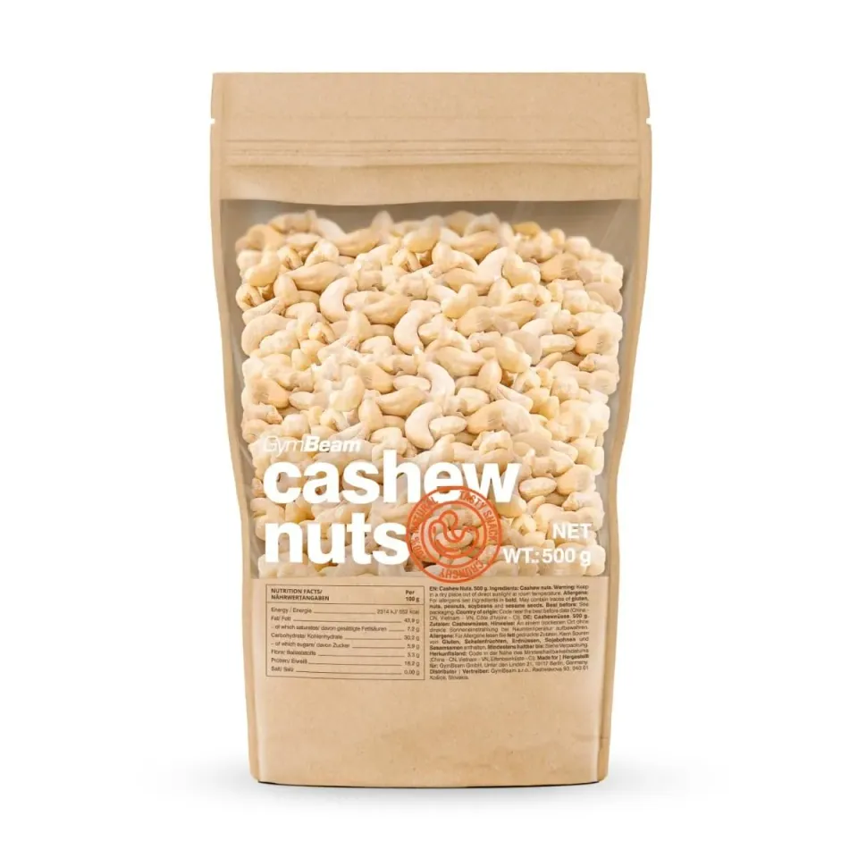 GymBeam Anacardi Frutta Secca Snack 500 g Senza Sale