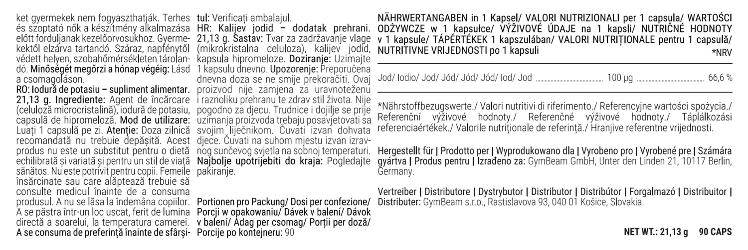 GymBeam Ioduro di Potassio capsule 90 cps iodio