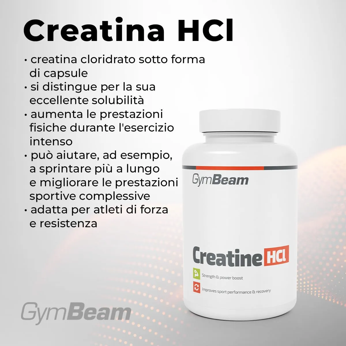 GymBeam Creatina HCL Capsule Forza e Sprint 4 cps/die