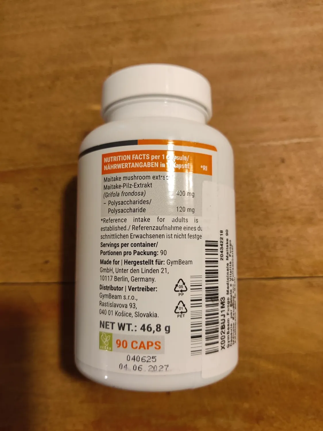 GymBeam Maitake Fungo capsule 90 cps 30% polisaccaridi