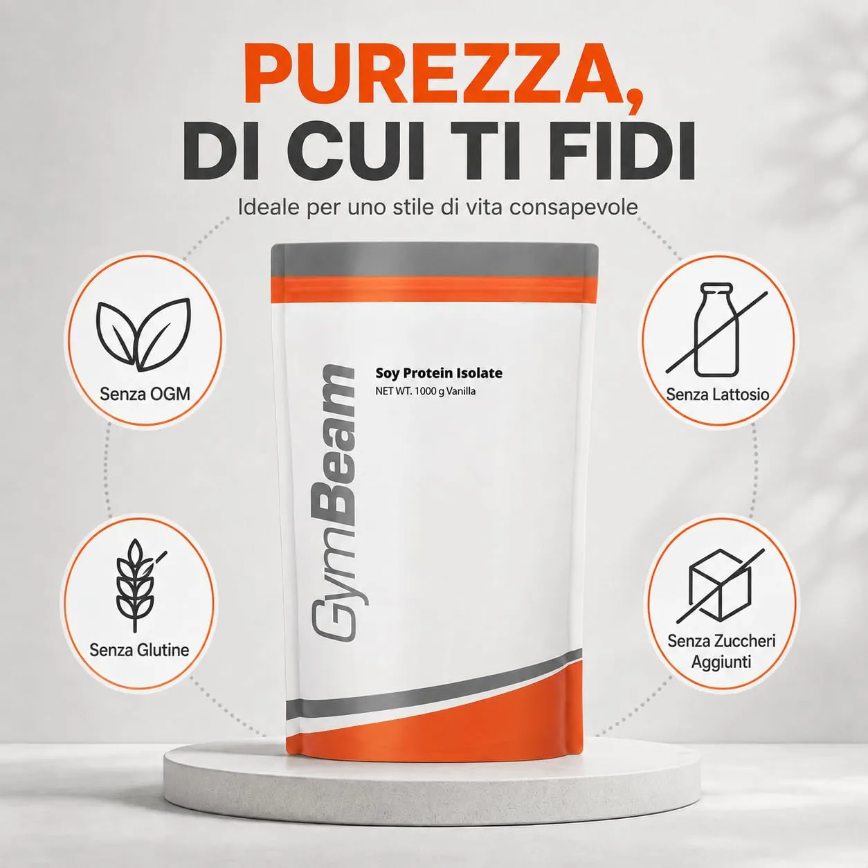 GymBeam Soia Isolate Cioccolato 1000 g proteine vegane