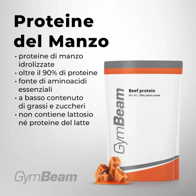 GymBeam Proteine Manzo 1000 g caramello salato