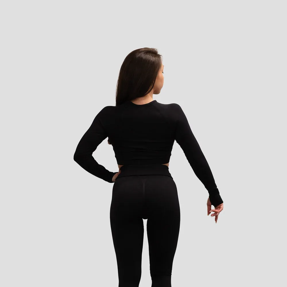 Push More Aurora Black top sportivo donna nero elasticizzato