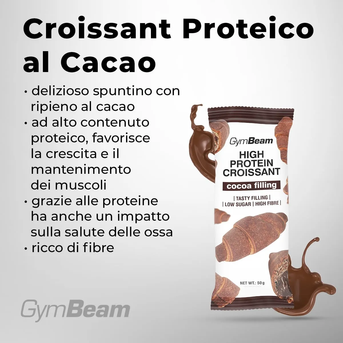 GymBeam Croissant Proteico Cacao 10x50g senza glutine