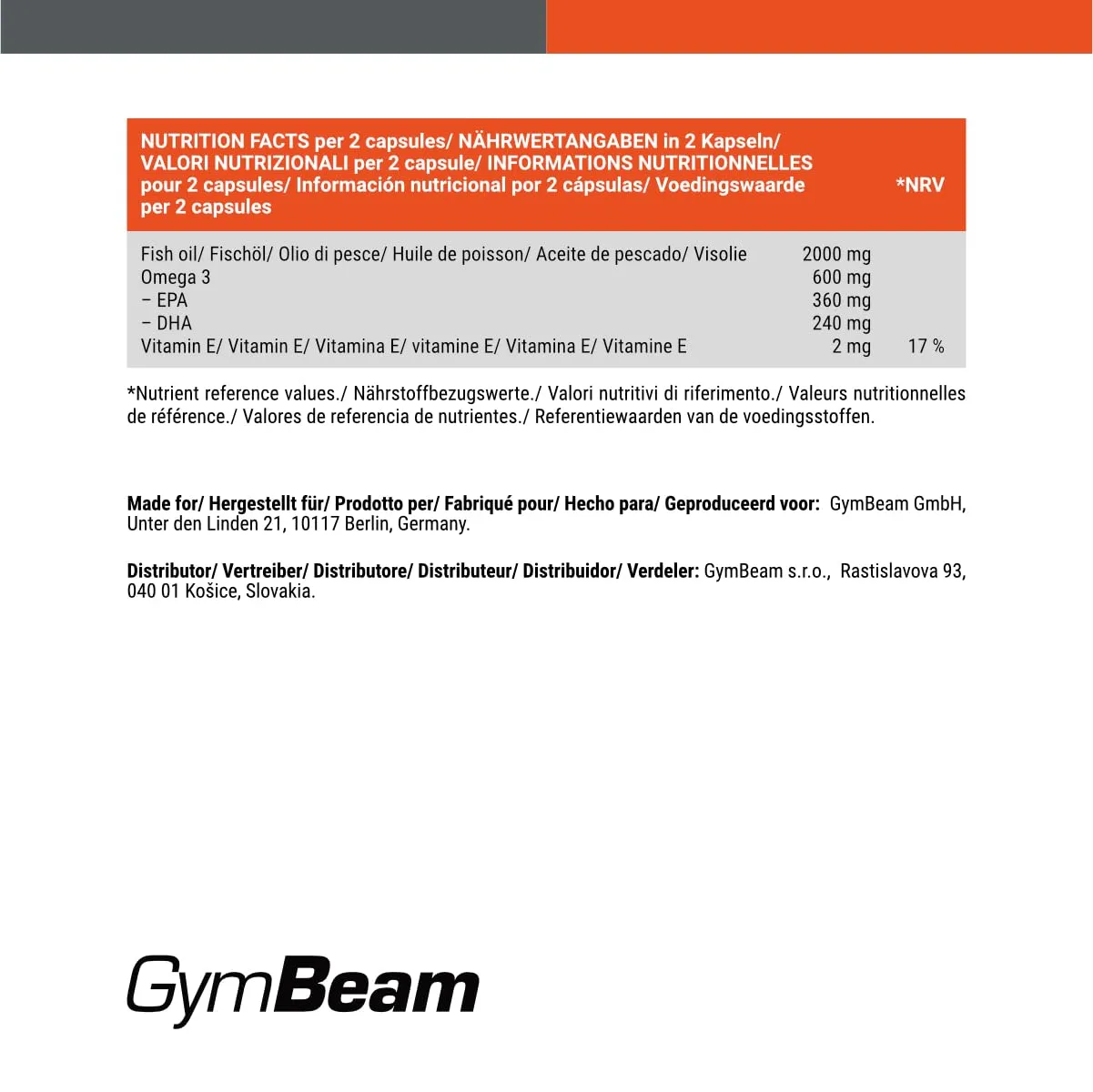 GymBeam Omega 3 integratore capsule 60 cps EPA DHA