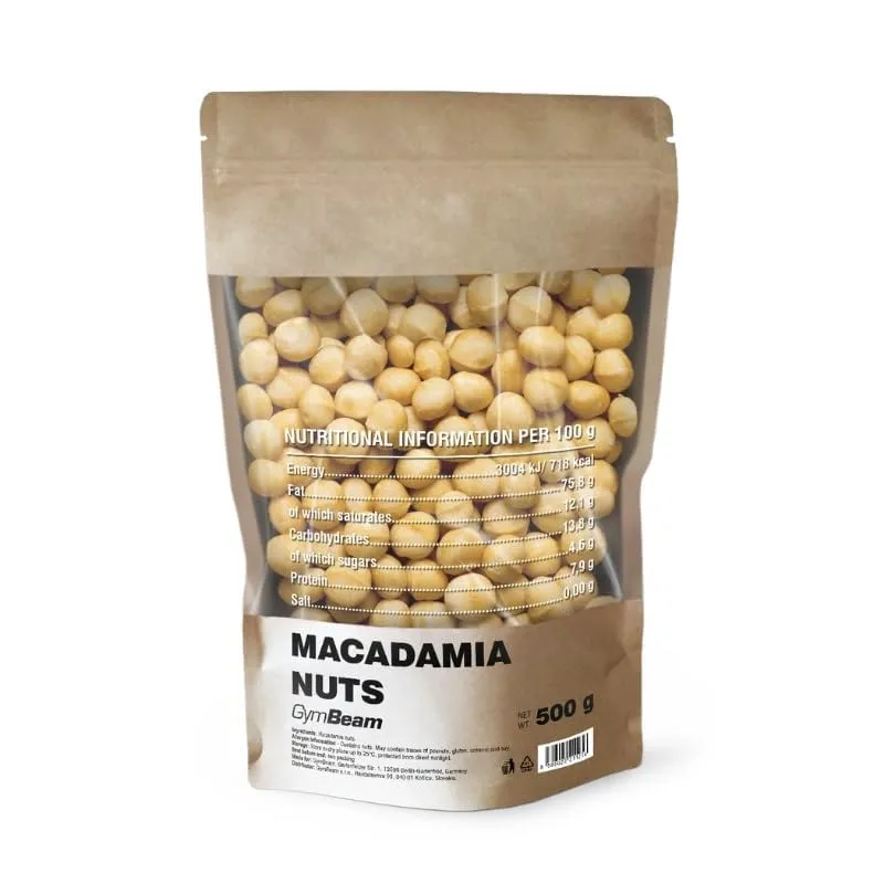GymBeam Noci di Macadamia Intere Snack 500g Non Salate