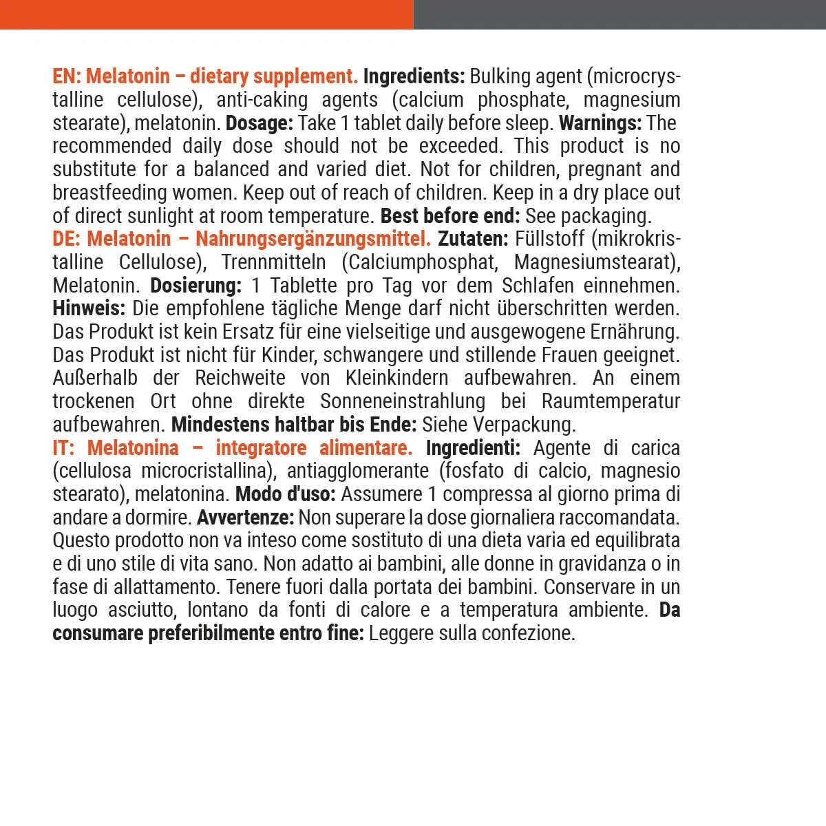 GymBeam Melatonina Pura compresse 1 mg sonno