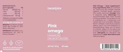 GymBeam Pink Omega 3 capsule donne 90 cps EPA DHA