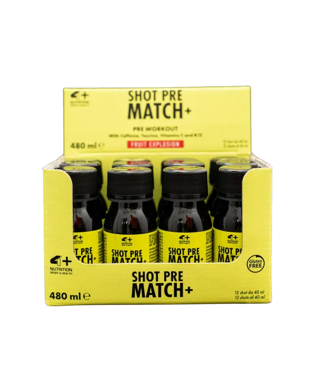 4 Plus Nutrition Shot Pre Match+ shot pre workout box 12 fruit