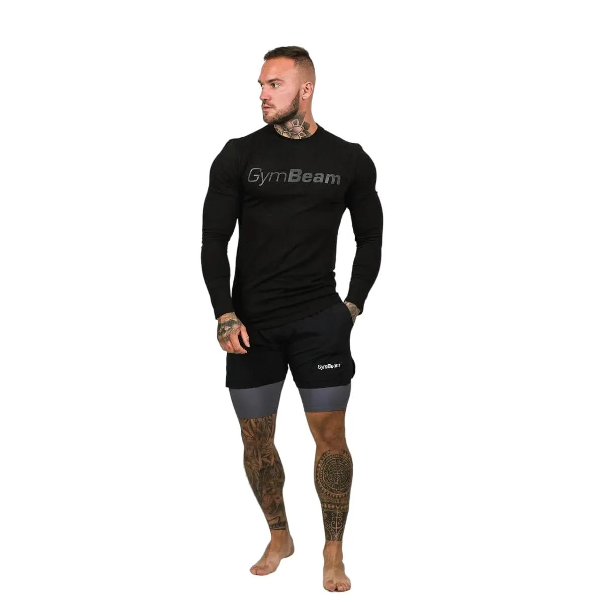 GymBeam 2in1 Pantaloncini Uomo Black Grey con Fodera