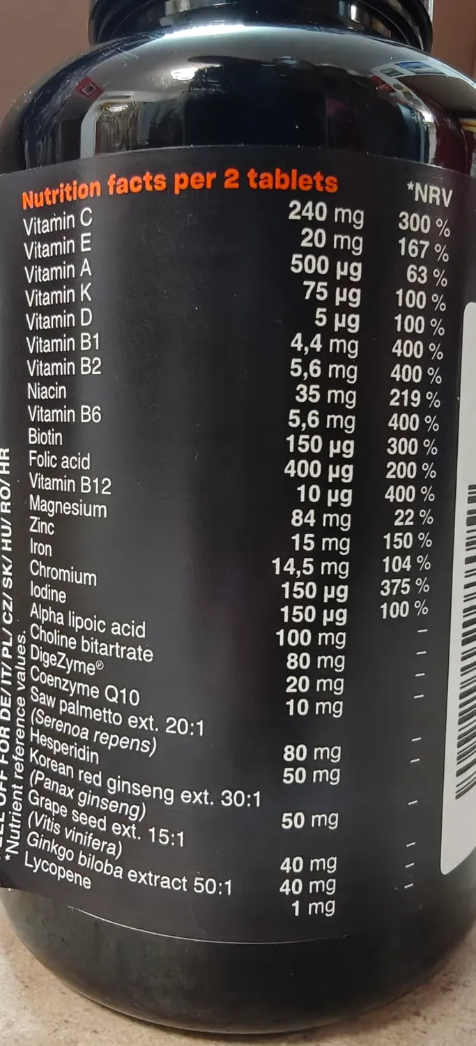 GymBeam Multivitaminico Uomo 120 cpr 27 Attivi Energia