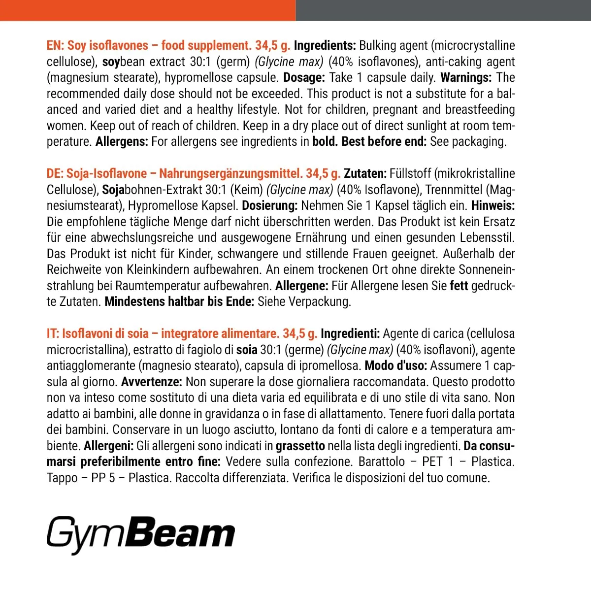 GymBeam Isoflavoni di Soia capsule equilibrio donna