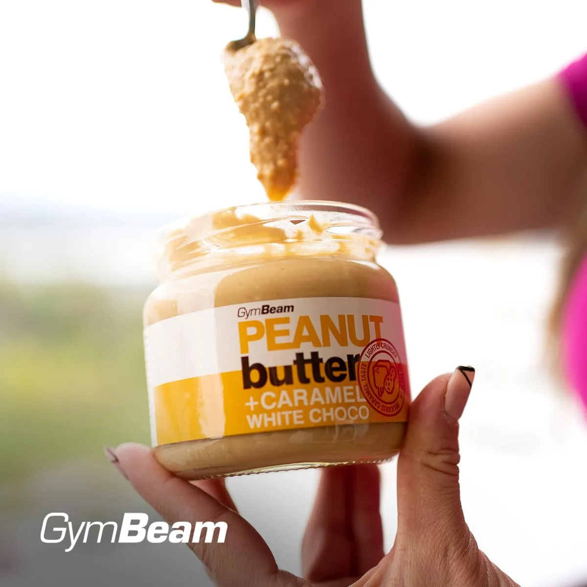 GymBeam Burro di Arachidi Cioccolato Bianco Caramello crema spalmabile proteica