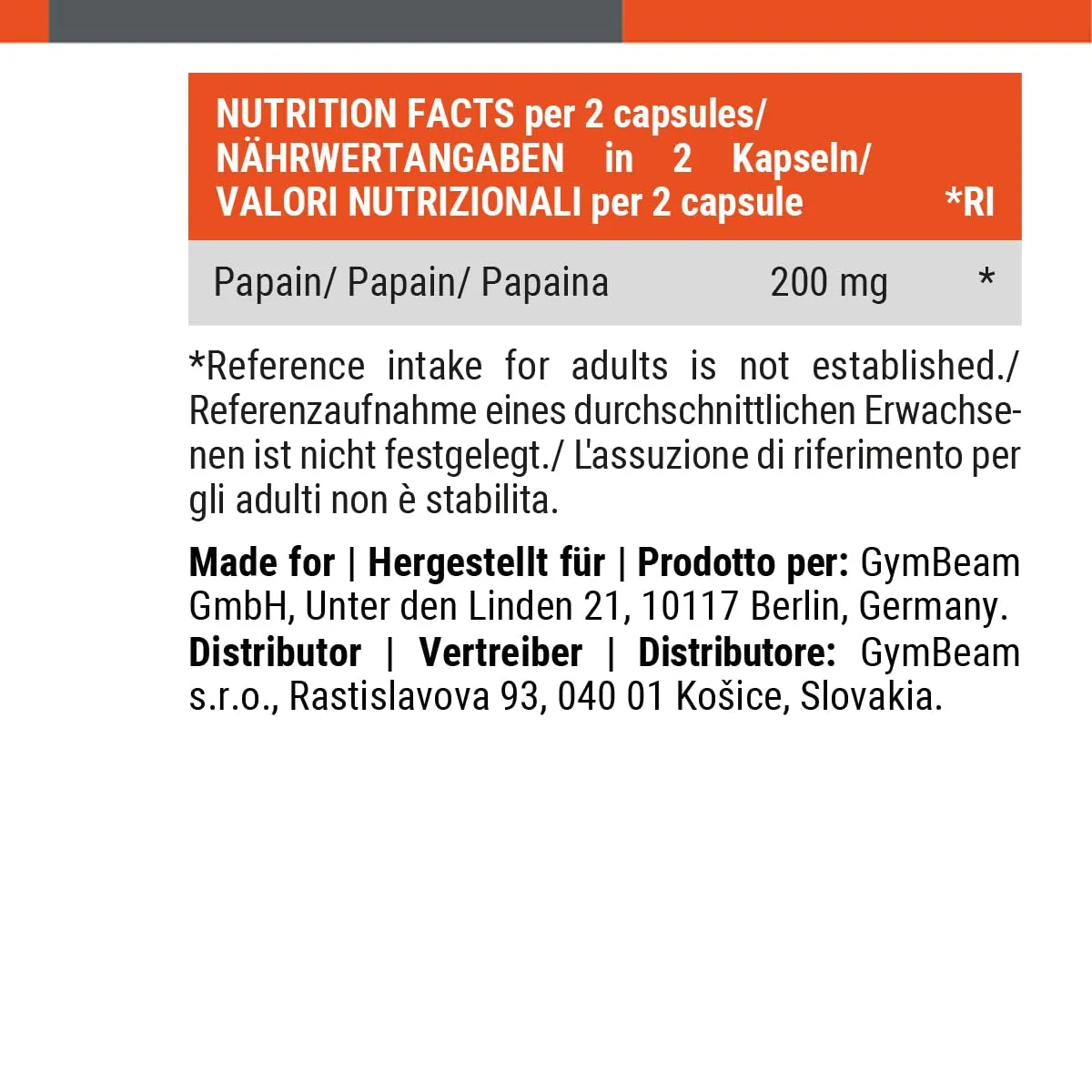 GymBeam Papaina 200 mg capsule 90 cps digestione proteine