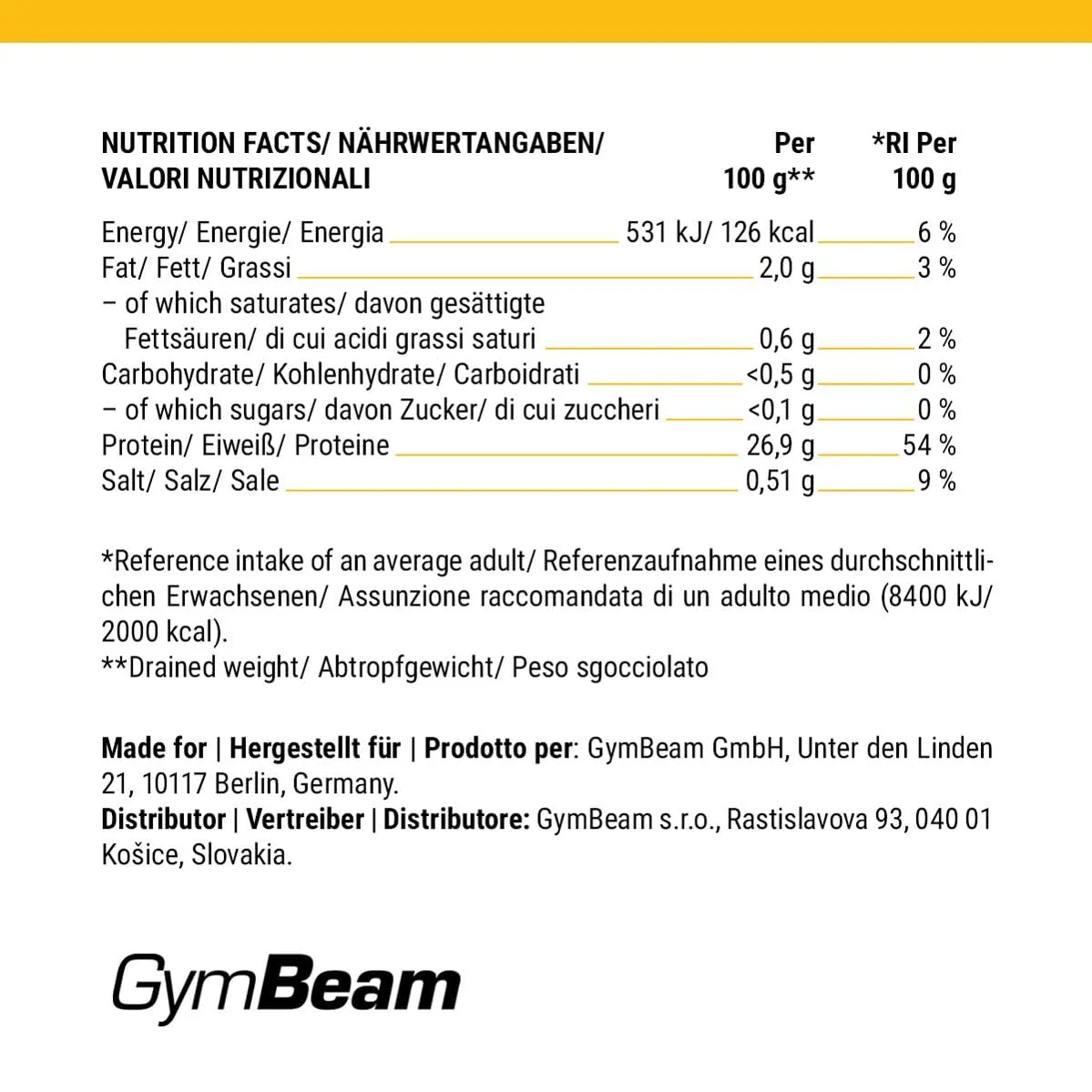 GymBeam Petto di Pollo pronto 12x155 g alto proteico