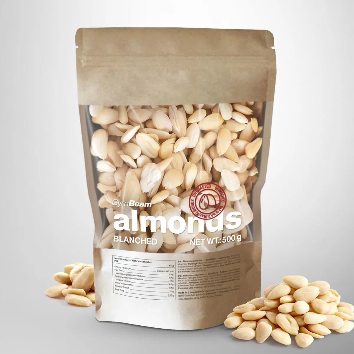 GymBeam mandorle pelate naturali 500 g vegane